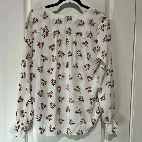 ANN TAYLOR LOFT WOMENS LONG SLEEVE FLORAL BUTTON-DOWN BLOUSE NWOT - Picture 5 of 5
